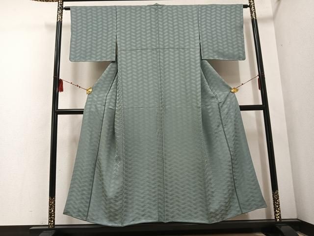 平和屋着物□上質な色無地 網目地紋 利休鼠色 正絹 逸品 AABF0060ph