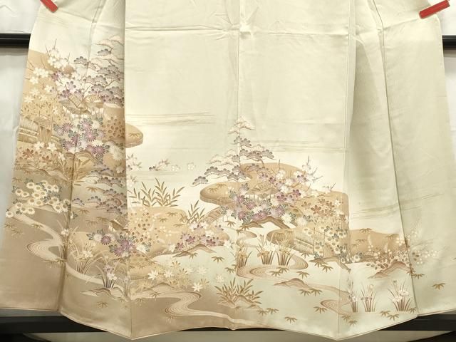 平和屋着物□訪問着 渡橋風景文 松竹梅 暈し染め 金彩 正絹 逸品