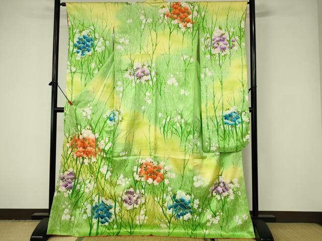 平和屋着物□豪華振袖 草花文 暈し染め 金彩 正絹 逸品 DABA5929qp