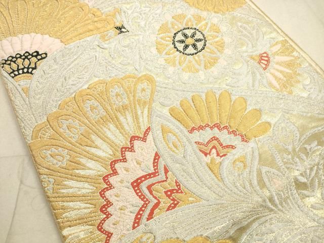 平和屋着物◎六通柄 本袋帯 更紗花文 金銀糸 正絹 逸品 DABA8101xg