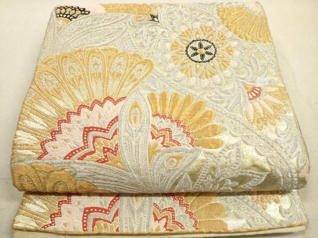 平和屋着物◎六通柄 本袋帯 更紗花文 金銀糸 正絹 逸品 DABA8101xg