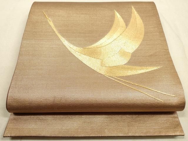 平和屋着物◎太鼓柄袋帯 総刺繍 駒刺繍 飛鶴文 正絹 逸品 DABA8102xg