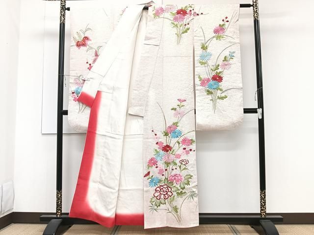 平和屋着物□豪華振袖 総刺繍 草花文 金銀糸 正絹 逸品 CABB8589xi