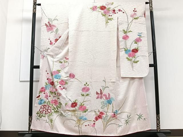 平和屋着物□豪華振袖 総刺繍 草花文 金銀糸 正絹 逸品 CABB8589xi