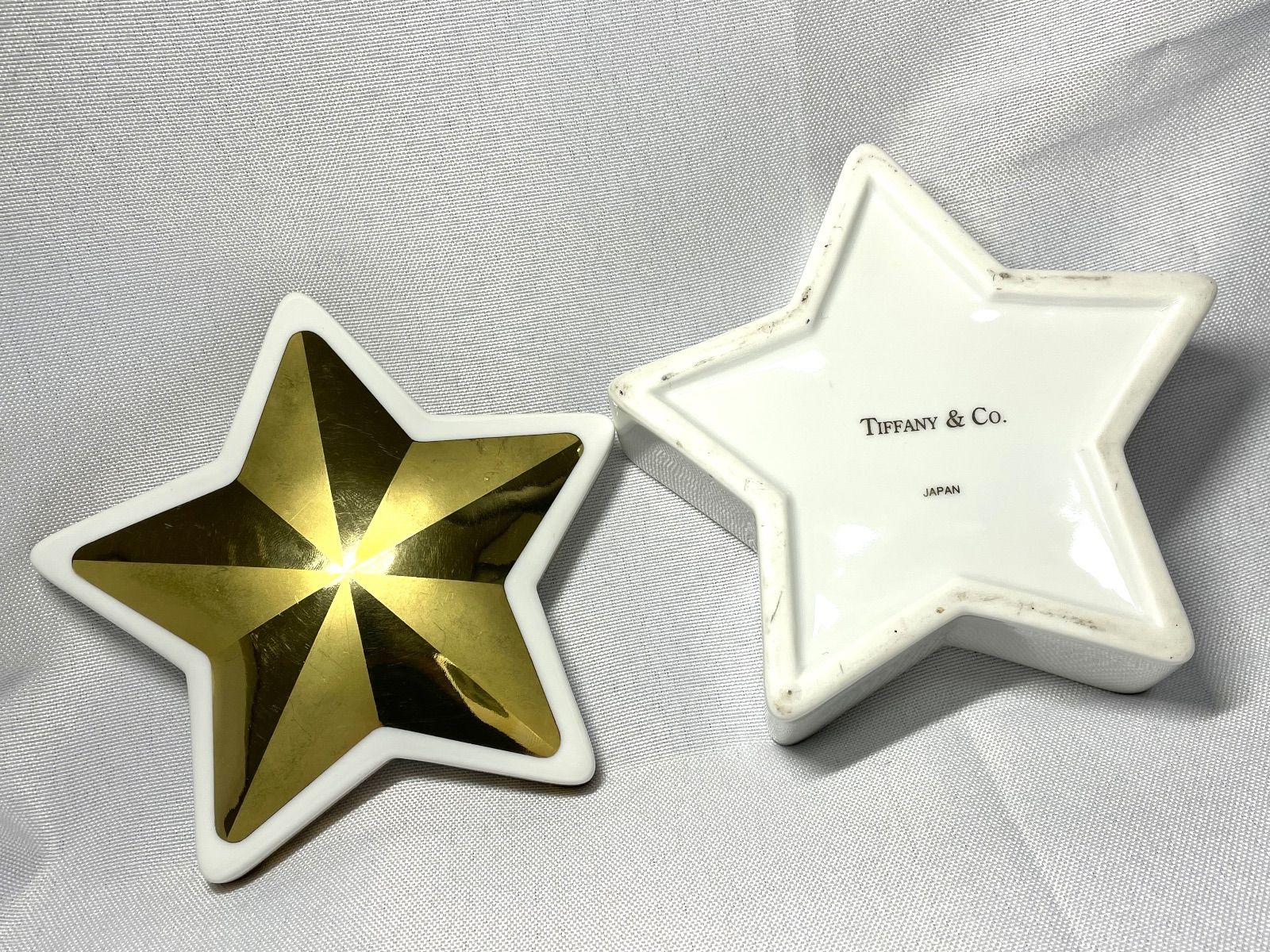 ティファニー　陶器　スター　ゴールドカラー Tiffany ティファニー スター型 陶器 ヴィンテージ 小物入れ