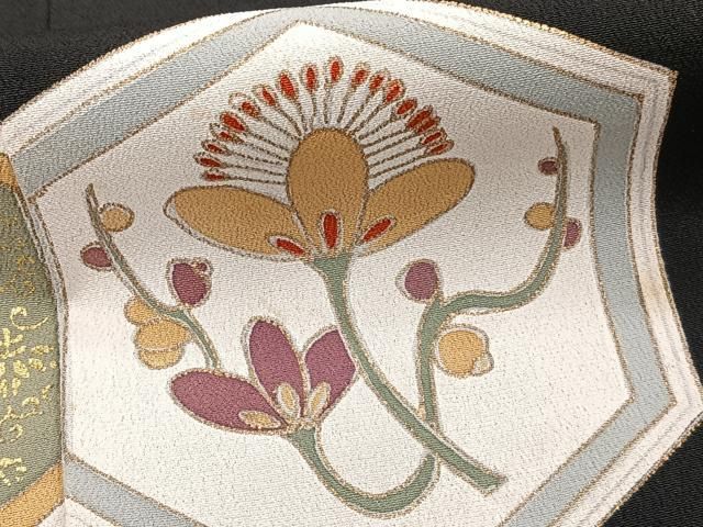 平和屋着物□豪華黒留袖 駒刺繍 亀甲花文 金彩 正絹 逸品 CABB8608xi