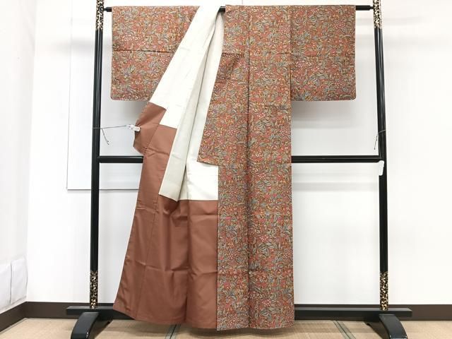 平和屋着物□本場染大島紬 更紗花文 正絹 逸品 未使用 CABB8609xi