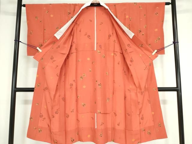 平和屋着物□長襦袢 無双仕立て 舞鈴桜文 金彩 正絹 逸品 DAAZ3373ob