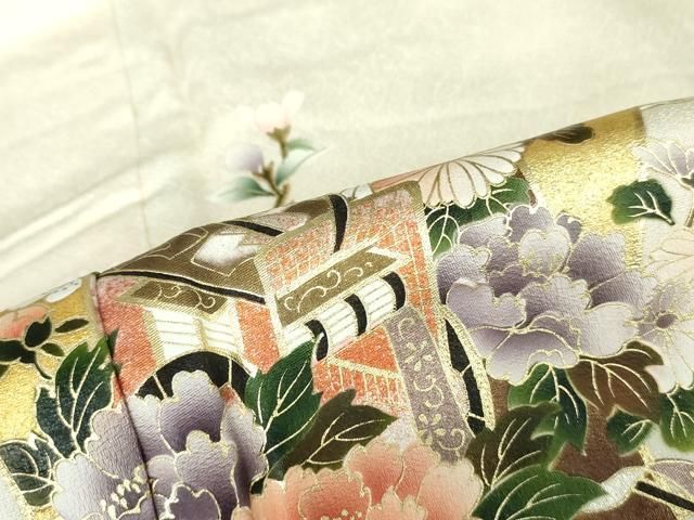 平和屋着物□金彩友禅作家 木村桂友 訪問着 色紙重ね御所車花文 金彩