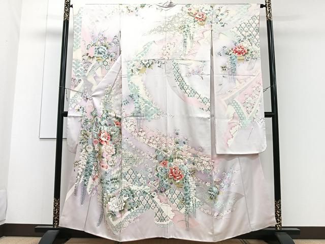 平和屋着物□豪華振袖 飾花文 暈し染め 金銀彩 正絹 逸品 CABB8623xi