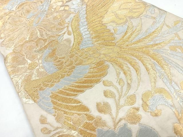 平和屋着物◎六通柄袋帯 更紗花鳥文 金銀糸 正絹 逸品 CABB1060nb