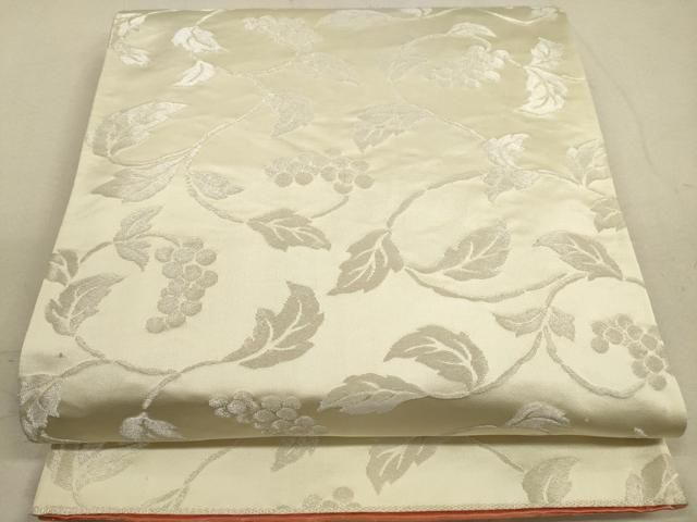 平和屋着物◎両面 全通柄袋帯 葡萄蔦の葉文 金銀糸 正絹 逸品