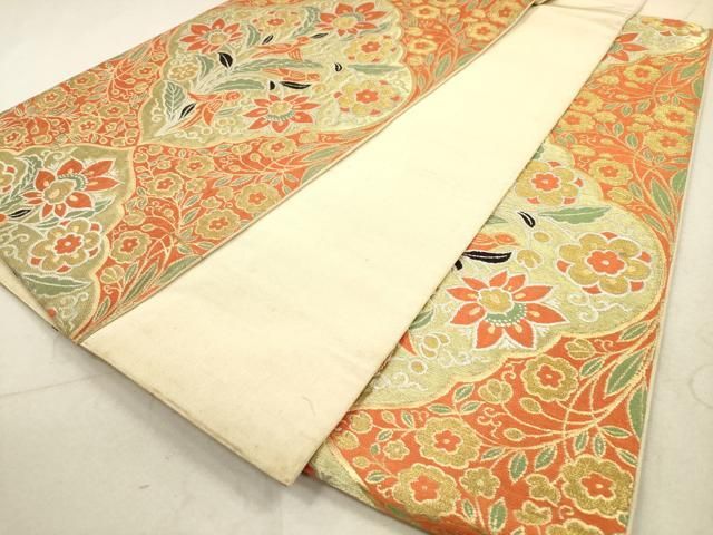 平和屋着物◎六通柄袋帯 唐織 更紗花鳥文 金銀糸 正絹 逸品 DABA8157xg