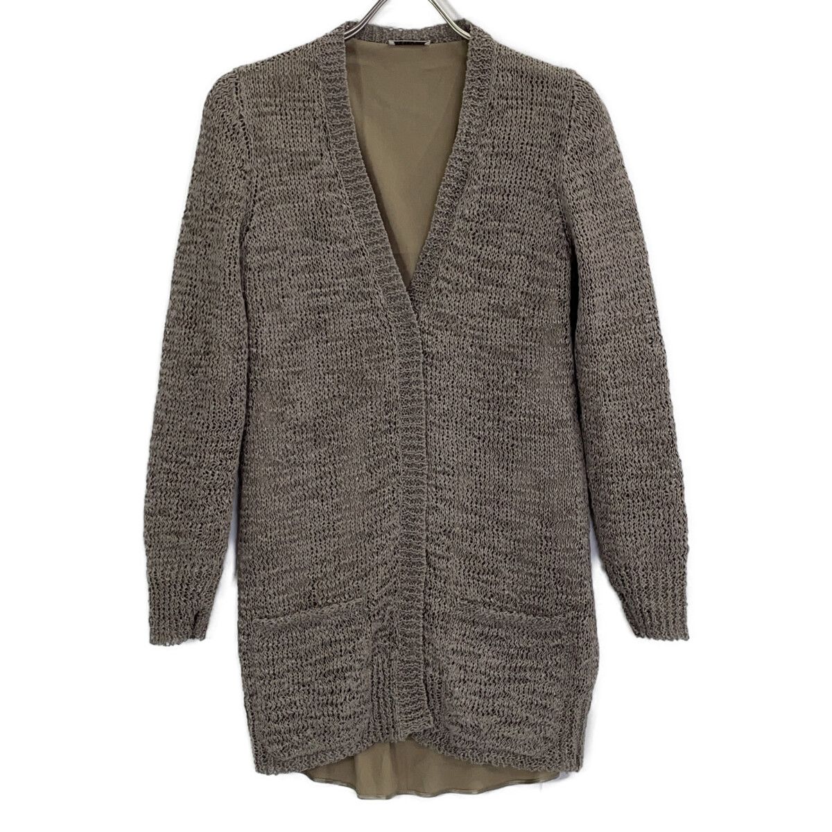 BRUNELLO CUCINELLI ブルネロクチネリ　ロングカーディガン　SM BRUNELLO CUCINELLI ブルネロクチネリ ﾍﾞｰｼﾞｭ 裏地ｼﾙｸ ﾛﾝｸﾞｶｰﾃﾞｨｶﾞﾝ XS
