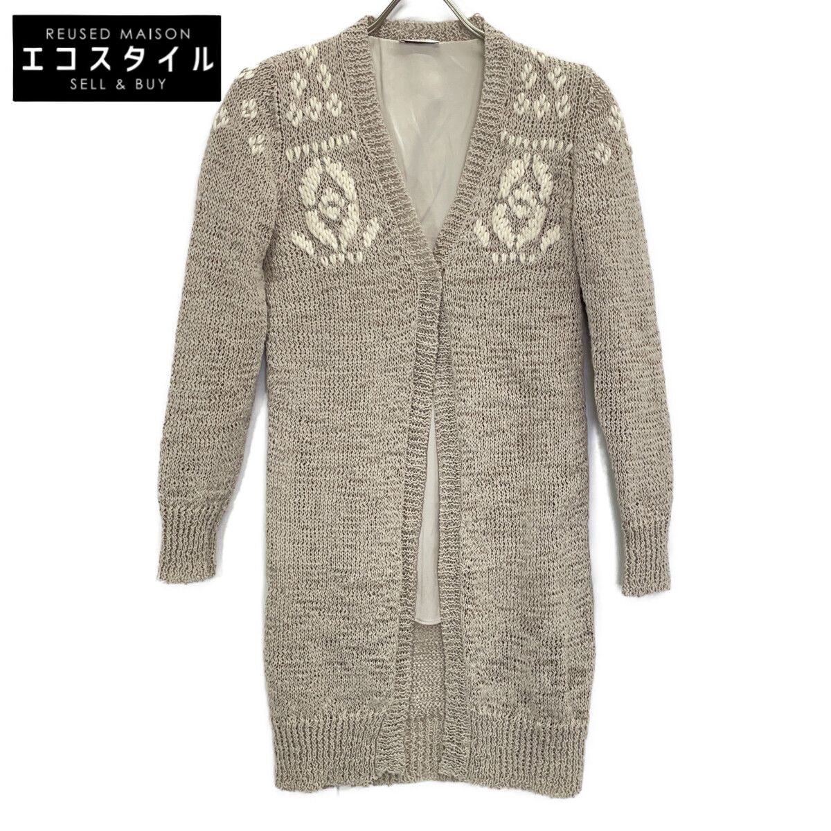 BRUNELLO CUCINELLI ブルネロクチネリ ﾍﾞｰｼﾞｭ 刺繍 裏地ｼﾙｸ ﾛﾝｸﾞ