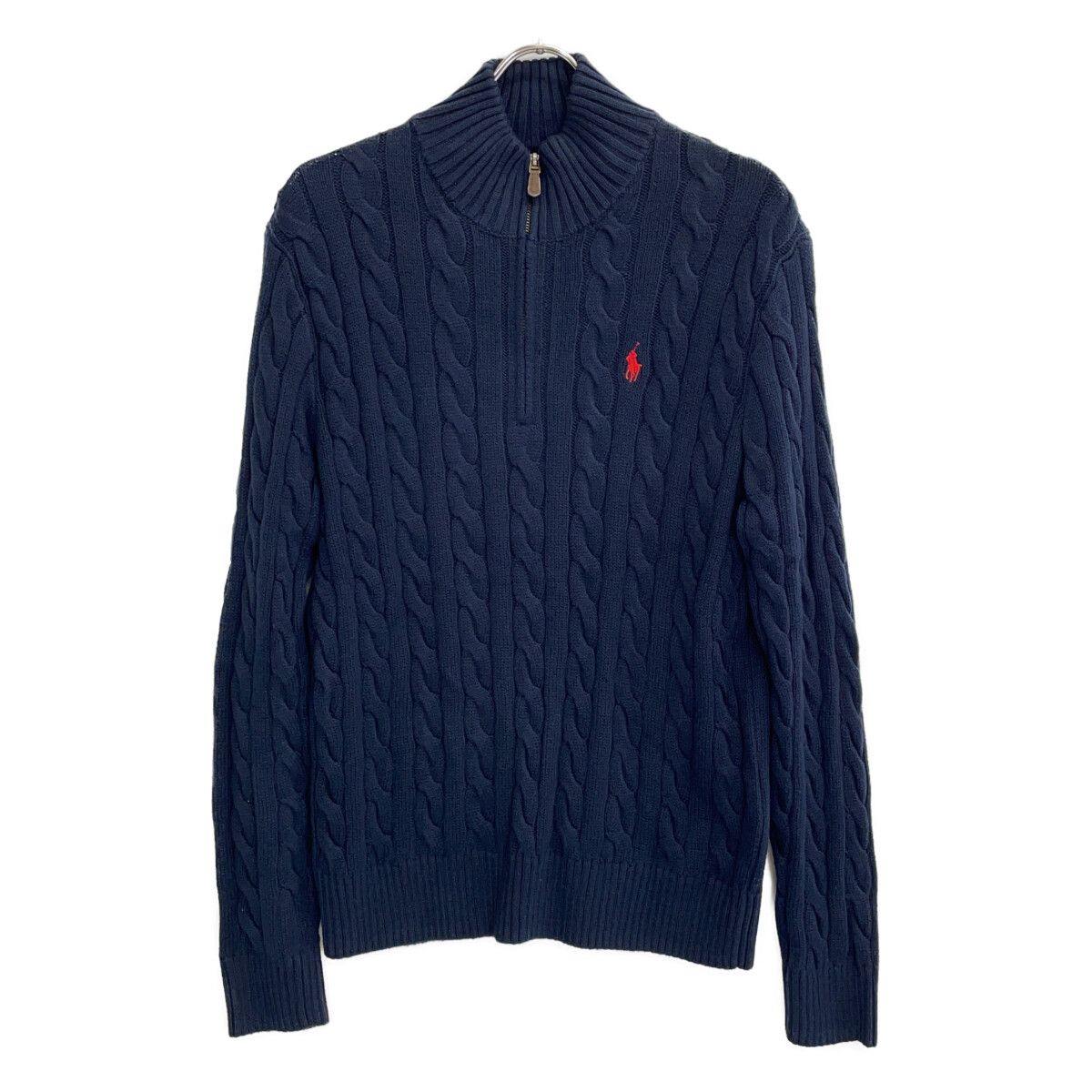 ラルフローレン　紺　セーター【未使用】 POLO RALPH LAUREN ポロ ラルフローレン ﾈｲﾋﾞｰ ｹｰﾌﾞﾙﾆｯﾄ ｸｫｰﾀｰｼﾞｯﾌﾟ