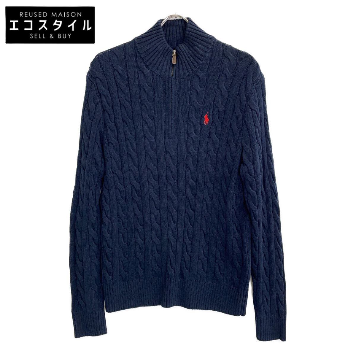 POLO RALPH LAUREN ポロ ラルフローレン ﾈｲﾋﾞｰ ｹｰﾌﾞﾙﾆｯﾄ ｸｫｰﾀｰｼﾞｯﾌﾟ
