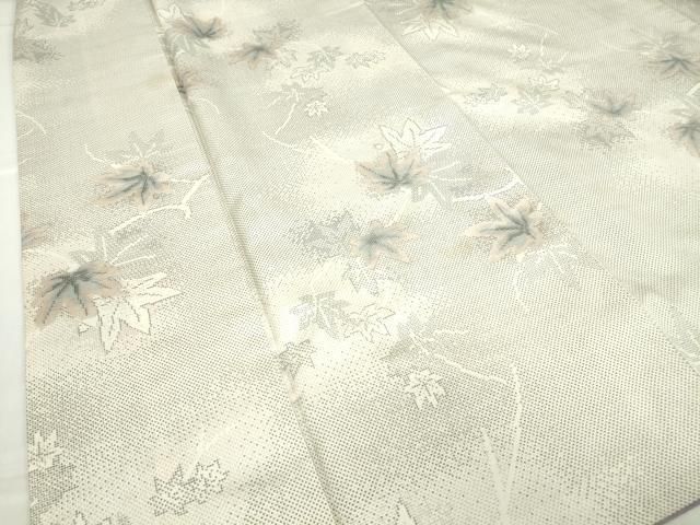 平和屋着物○都喜ヱ門 本場大島紬 白大島 120亀甲 楓文 総絣 藤絹織物