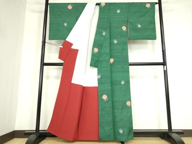 平和屋着物○伝統工芸士 馬渕登 紬 彩花 成物 証紙付き 正絹 逸品 未