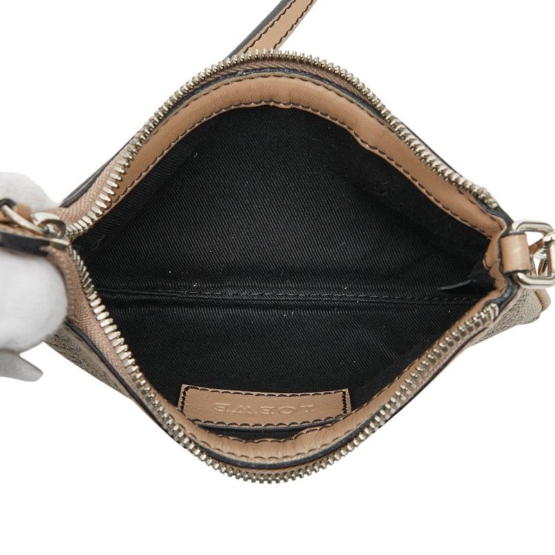 ロエベ アナグラムロゴ アクセサリーポーチ ハンドバッグ ベージュ PVC  