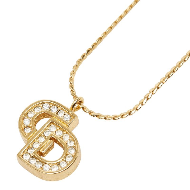 ディオール CDロゴ ゴールド メッキ ラインストーン レディース Dior