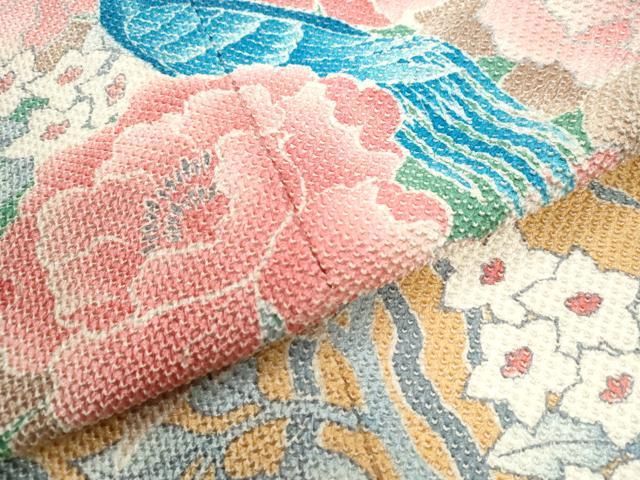 平和屋着物○名門 藤娘きぬたや・総絞り 振袖 尾長鳥牡丹花文 仮絵羽