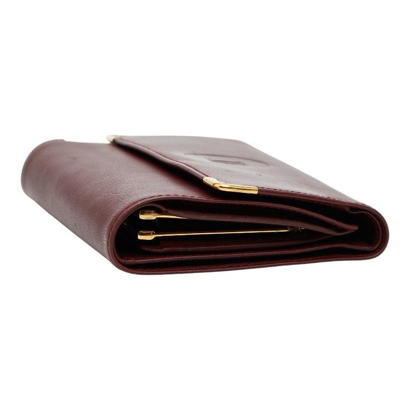 カルティエ マストライン ボルドー ワインレッド レザー レディース