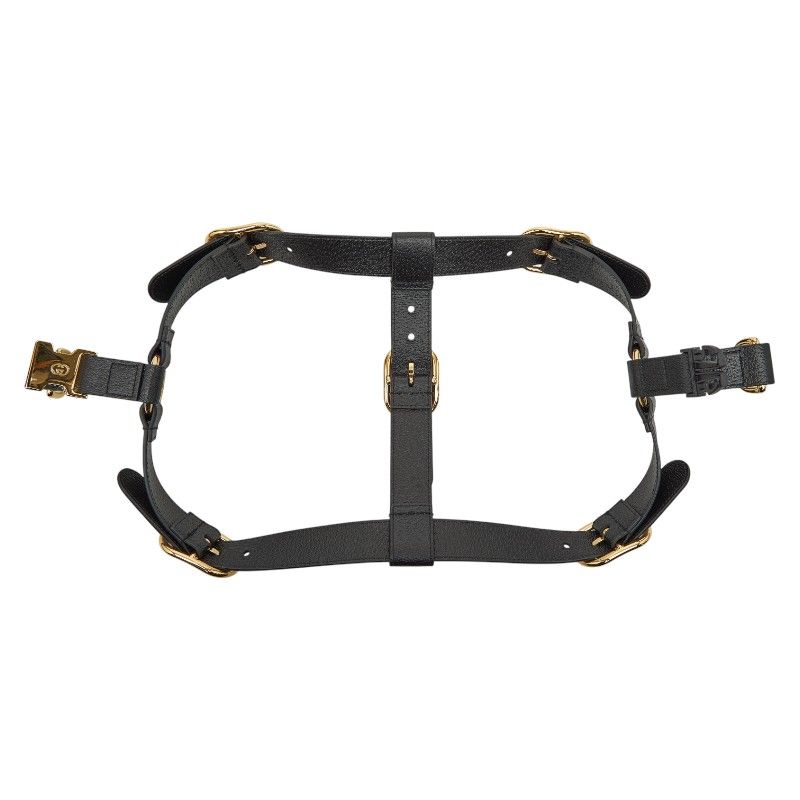 新品未使用★GUCCI レザー ペットリード ブラック グッチ インターロッキングG 犬 ドッグ ペット用 ハーネス サイズ：XL