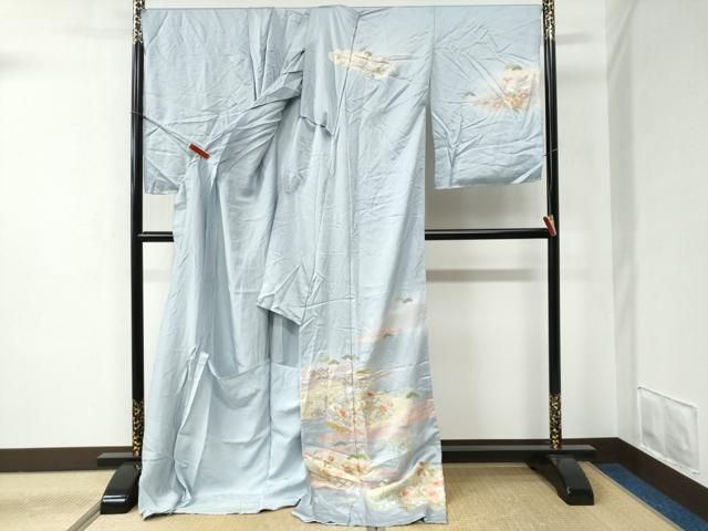 平和屋着物○訪問着 駒刺繍 エ霞雲取り籬花文 金彩 仮絵羽 正絹 逸品