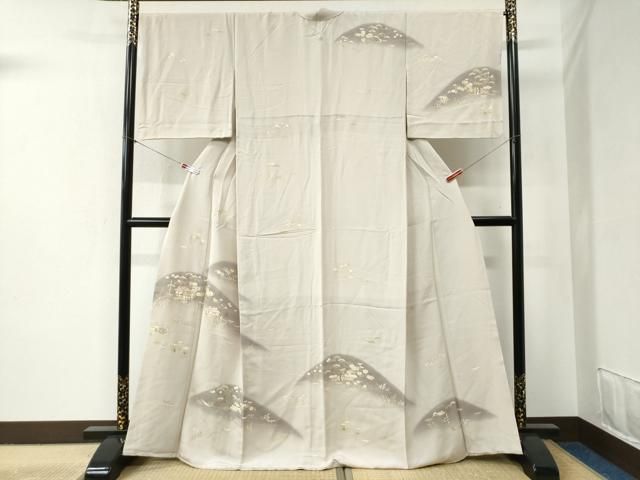 平和屋着物○訪問着 遠山風景草花文 暈し染め 金彩 三越扱い 正絹 逸品