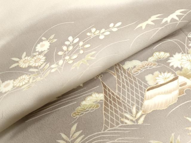 平和屋着物○訪問着 遠山風景草花文 暈し染め 金彩 三越扱い 正絹 逸品