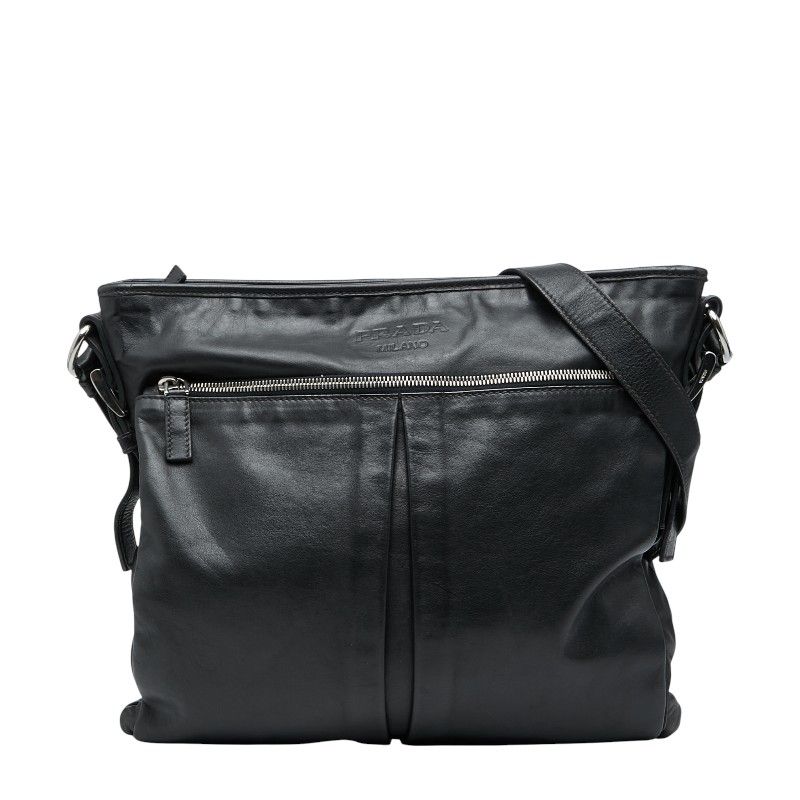 プラダ ロゴ 斜め掛け ショルダーバッグ VA0802 ブラック レザー