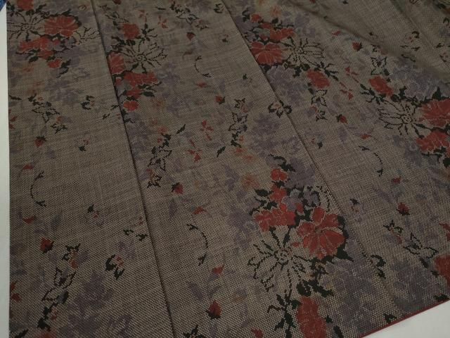 平和屋着物○本場大島紬 7マルキ 泥染め 草花文 田川絹織物謹製 証紙