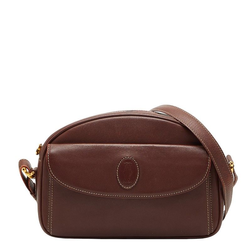 カルティエ マストライン 斜め掛け ショルダーバッグ ワインレッド