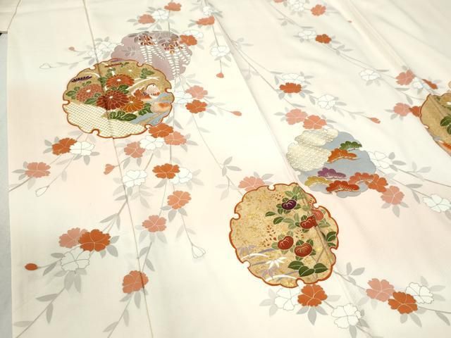 平和屋着物○訪問着 刺繍 雪輪鴛鴦草花文 暈し染め 金彩 正絹 逸品