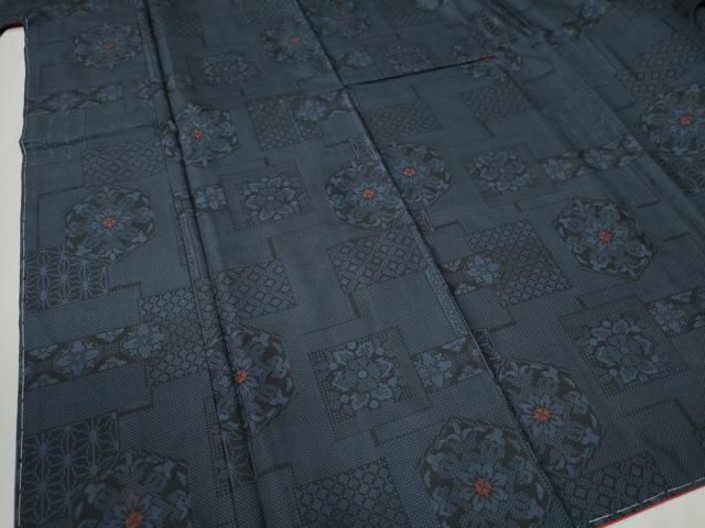 平和屋着物○本場大島紬 7マルキ 色紙重ね吉祥花文 正絹 逸品 未使用