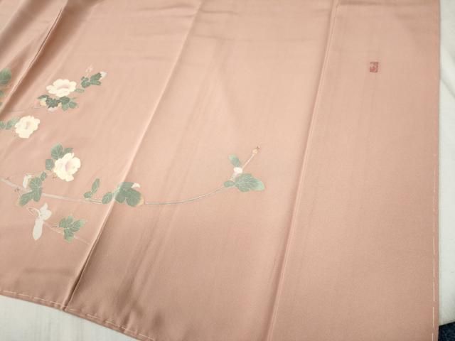 平和屋着物○本加賀友禅作家 金丸明広 訪問着 作家物 枝花文 ロング丈