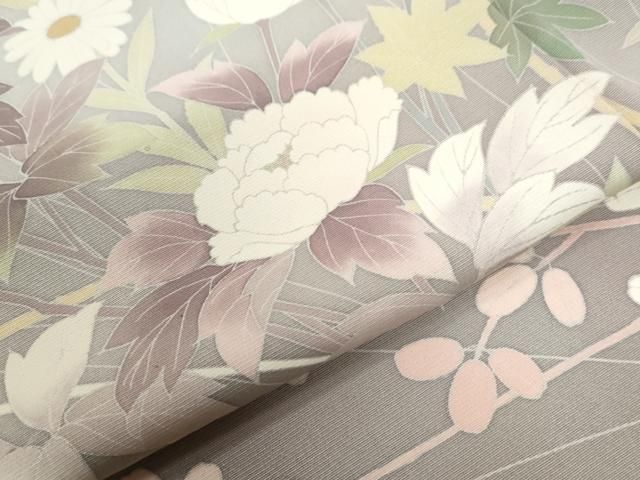 平和屋着物○訪問着 友禅 草花文 暈し染め 正絹 逸品 CABB4553yc