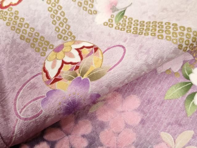 平和屋着物○豪華振袖 駒刺繍 雪輪毬舞花文 暈し染め 金彩 正絹 逸品