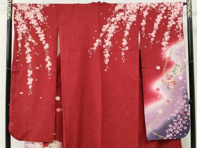 平和屋着物○豪華振袖 駒刺繍 雪輪毬舞花文 暈し染め 金彩 正絹 逸品