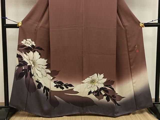 平和屋着物○京の匠日展作家 丹下雄介 訪問着 牡丹 暈し染め 正絹 逸品