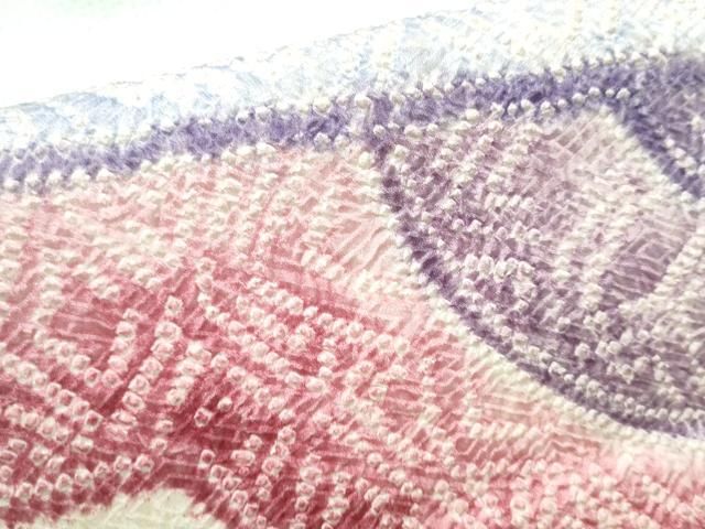 平和屋着物○名門 藤娘きぬたや・総絞り 九寸名古屋帯 総絞り 幾何学花