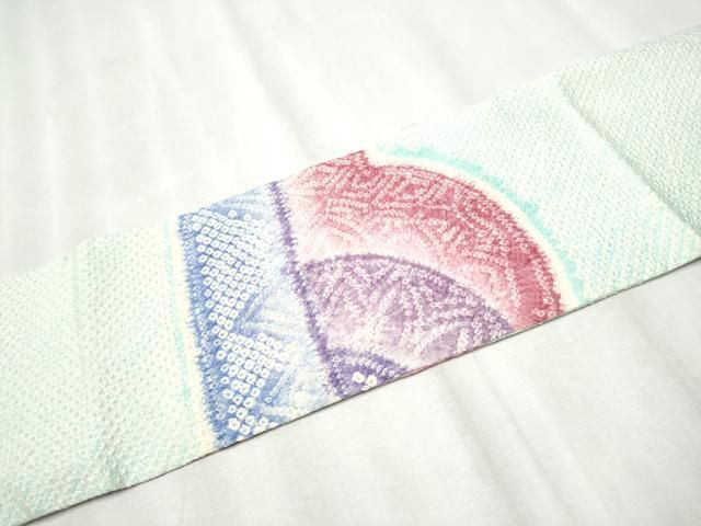 平和屋着物○名門 藤娘きぬたや・総絞り 九寸名古屋帯 総絞り 幾何学花