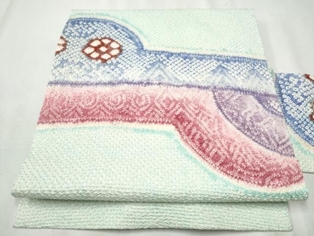 平和屋着物○名門 藤娘きぬたや・総絞り 九寸名古屋帯 総絞り 幾何学花