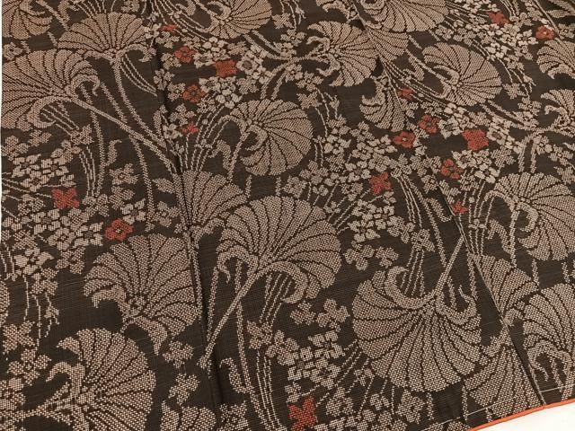 平和屋着物○本場大島紬 7マルキ 古代染色 純泥染め 草花文 証紙付き