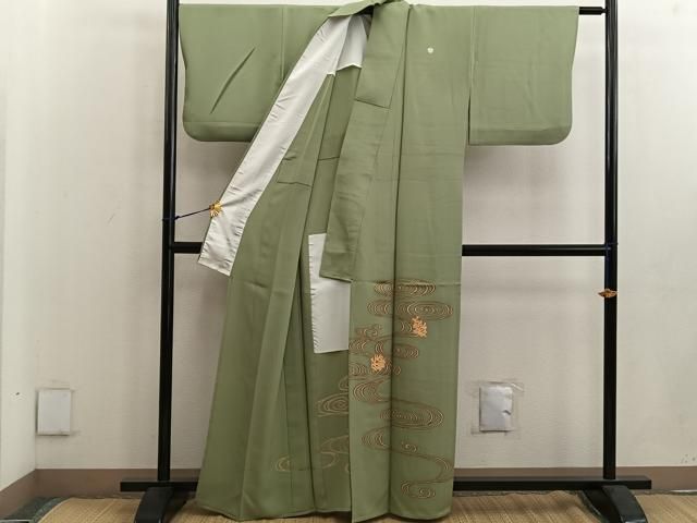 平和屋着物▽上質な小紋　単衣　松ぼっくり　松坂屋扱い　正絹　逸品　AABC4002fy 平和屋着物▽豪華色留袖 単衣 駒刺繍 松ぼっくり 正絹 逸品 BAAW3533mz