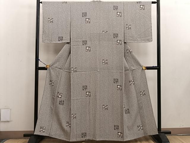 平和屋着物▽上質な小紋 単衣 色紙花文 正絹 逸品 BAAW3540mz - メルカリ