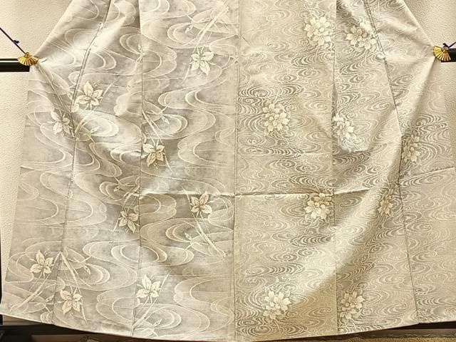 平和屋着物○都喜ヱ門 本場大島紬 白大島 9マルキ 流水花文 さが美扱い