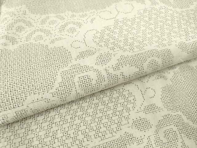 平和屋着物▽結城紬 単衣 雲取り吉祥文 100亀甲 正絹 逸品 DABA4300az