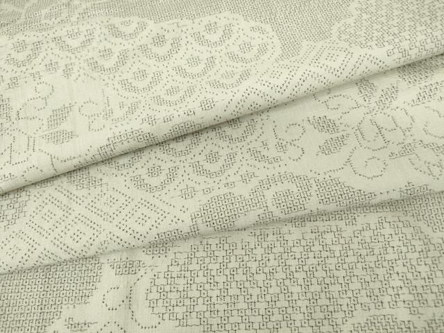 平和屋着物▽結城紬 単衣 雲取り吉祥文 100亀甲 正絹 逸品 DABA4300az